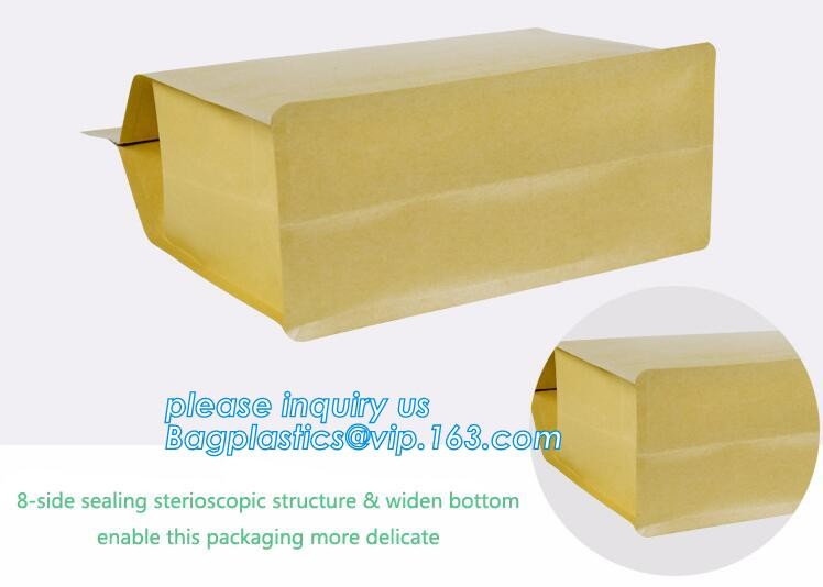 Biodegradable Foil Square Bottom Gusseted Bag, Flat Bottom Gusset Coffee Bag with Degassing Valve,gusset packaging bag f