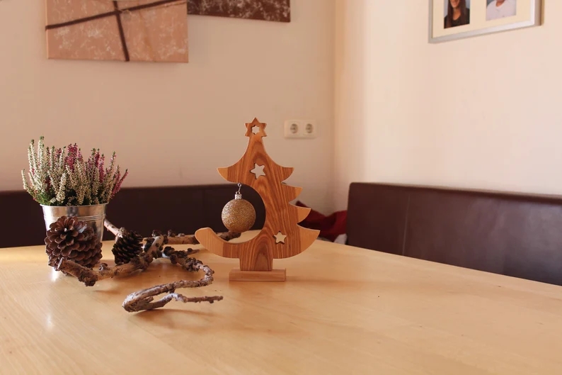 wooden Christmas tree Christmas decoration Wooden decoration Ball Ash Table decoration