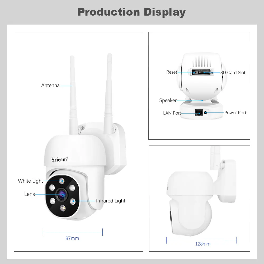 Full-Color Night Vision Two-Way Audio Camera 1080P 355 Outdoor Waterproof Security IP Camera