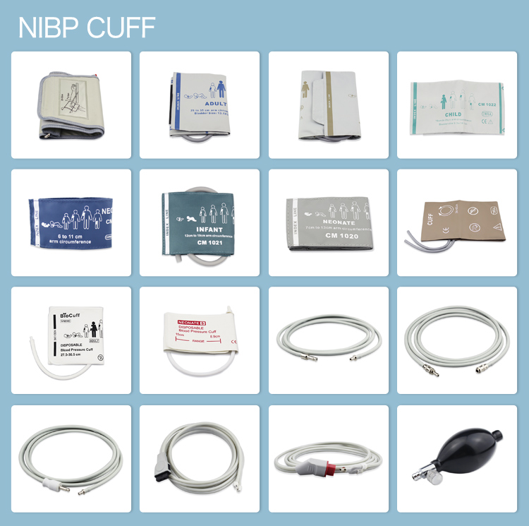 Nylon PU Adult NIBP Cuff 35cm Arm Circumference Single Tube Adult Blood Pressure Cuff