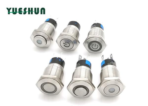 Waterproof Stainless Steel Push Button Latching Illuminated 16mm Yellow Orange