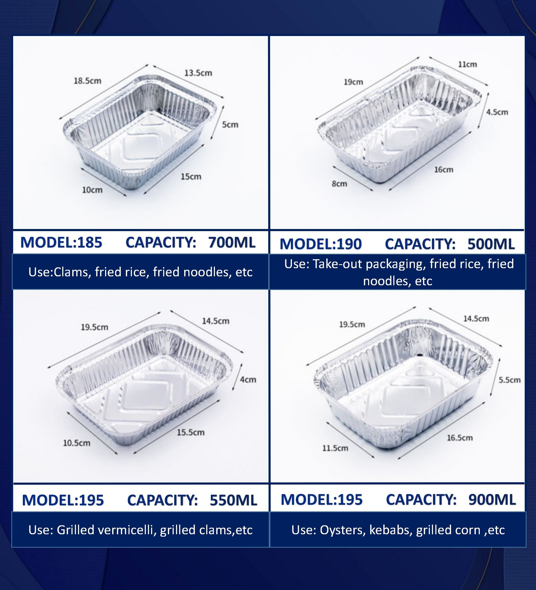 211 750ML Aluminium Foil Tiffin Box 210*140*48mm For Barbecue