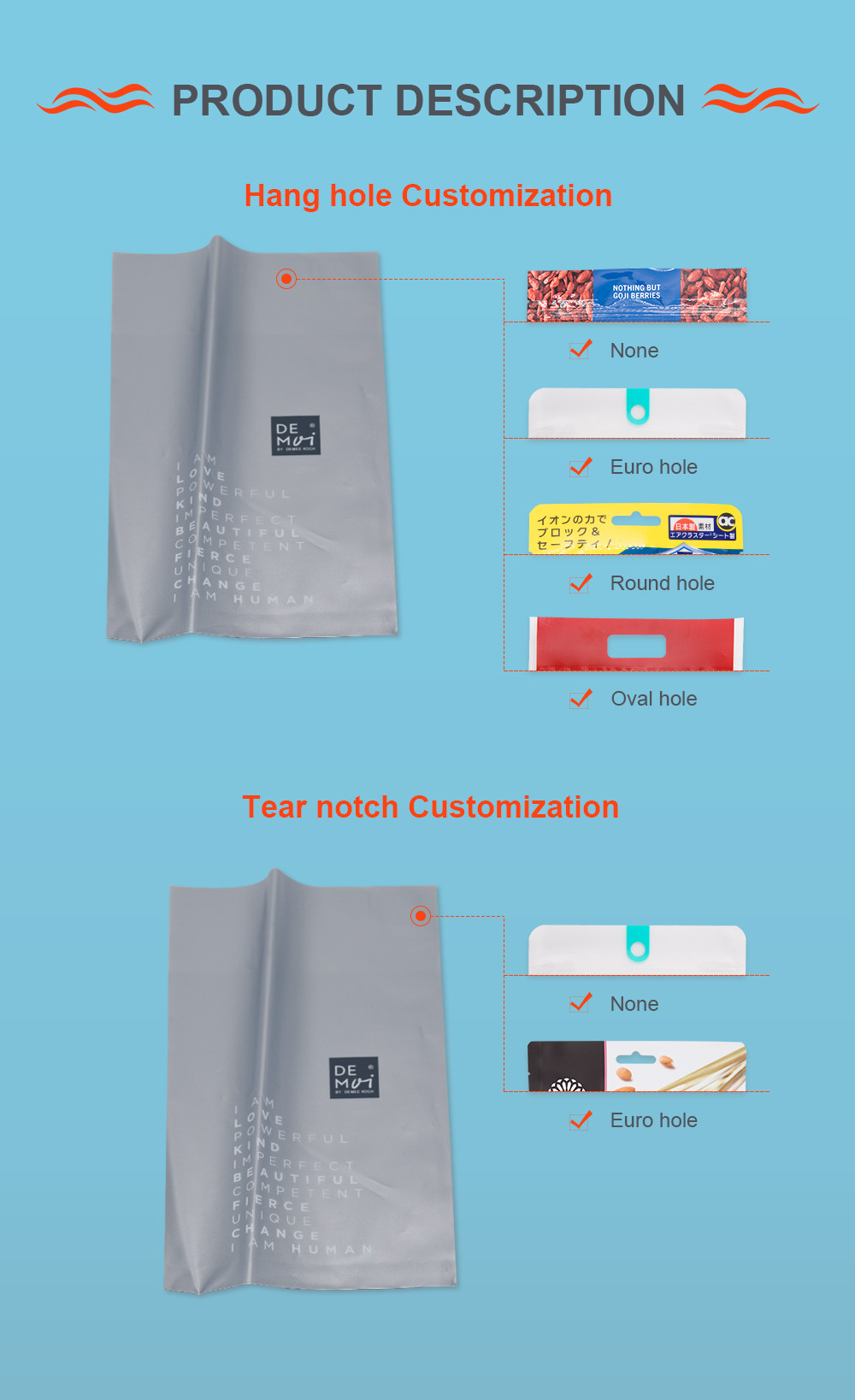 CPE Data Cable Packaging Lightweight Recyclable Packaging Bags