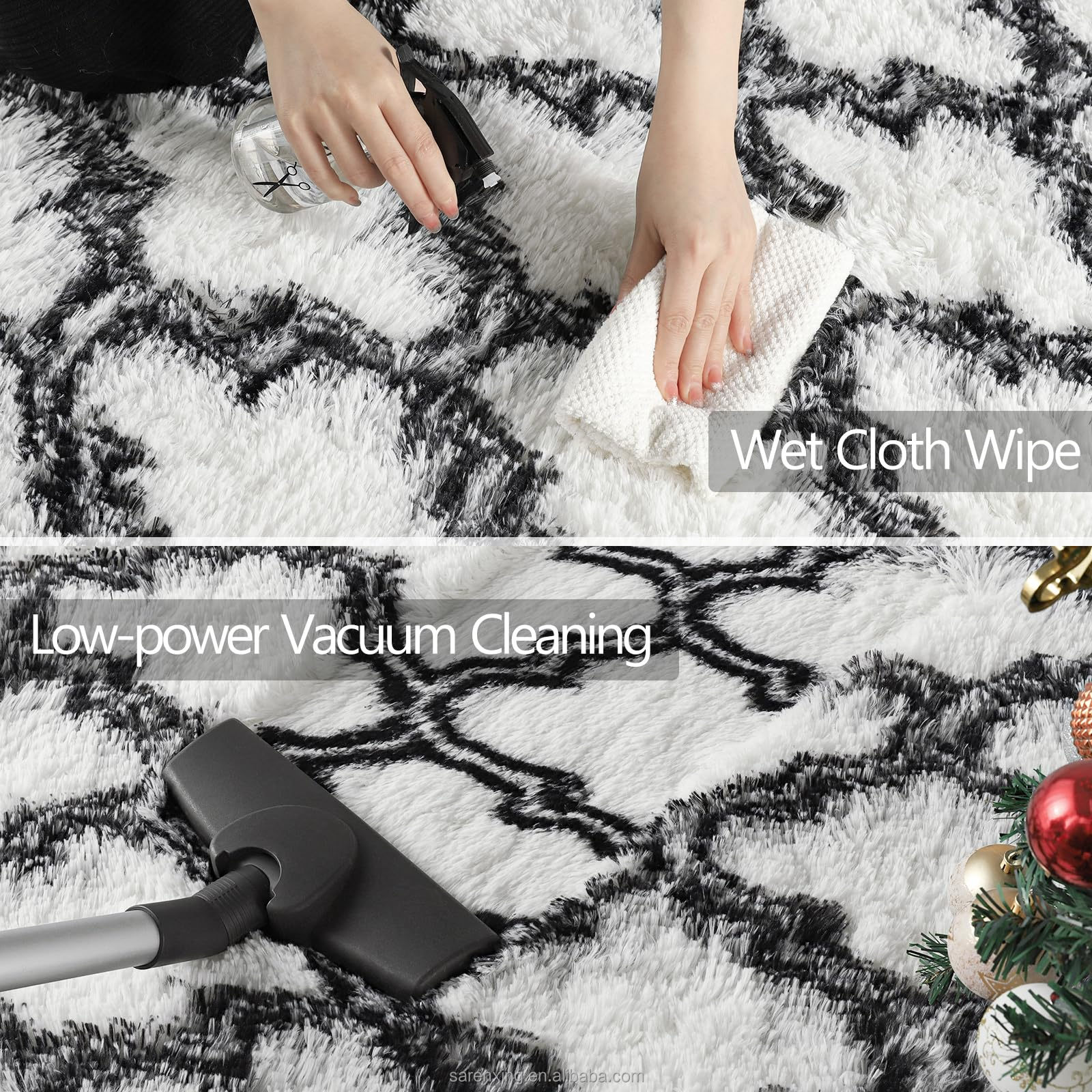 Travel Fluffy Geometric Rug for Kids Nursery Non Slip Modern Area Carpet Made of Polyester