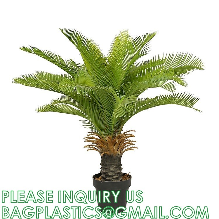 Gorgeous Cycas Revoluta Sago Palm Tree Artificial Plant with Nursery Pot, Feel Real Technology, 28 Long & Giant