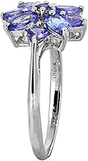 0.25 Carat Tanzanite With Sterling Silver Ring Jewelry with White CZ Accent