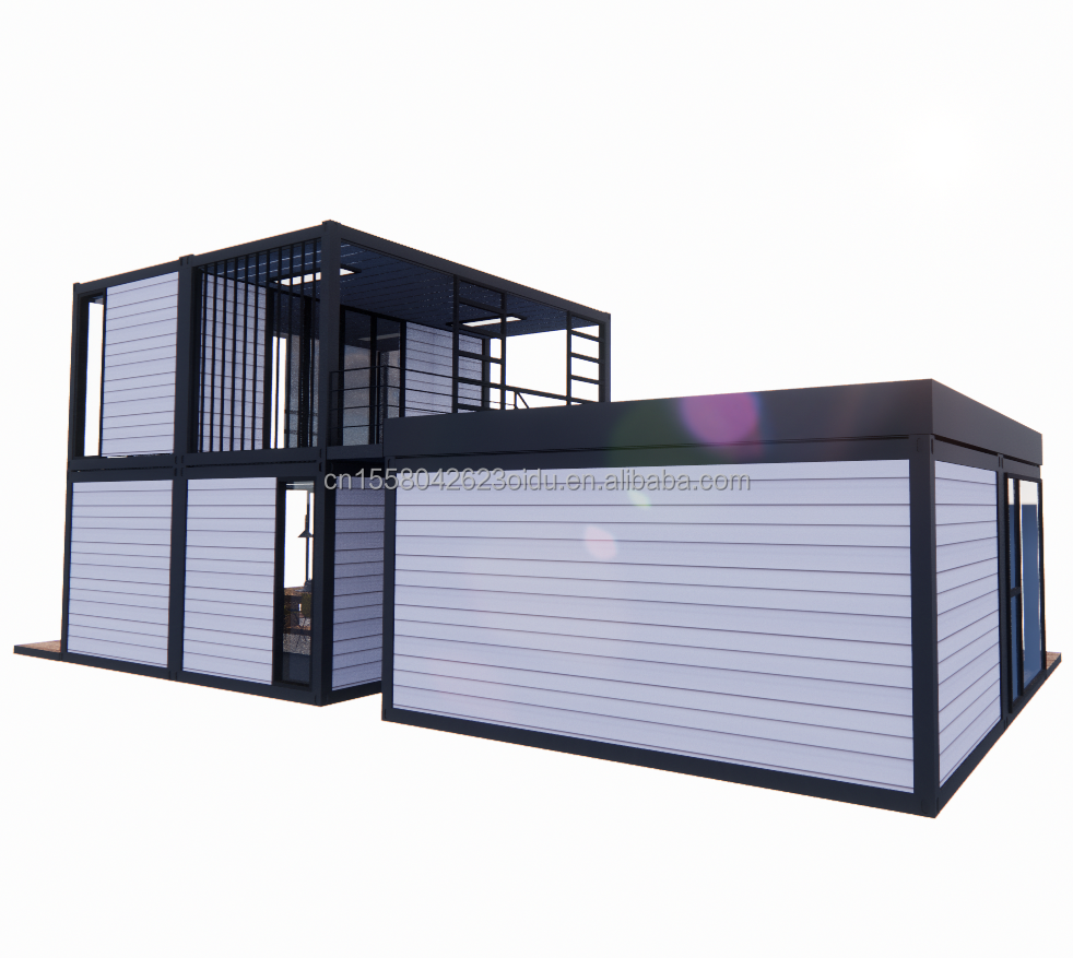 Wall 50/75/100mm Wave Sandwich Panel Customizable 20ft Container House Combination Three Bedrooms Four Bedroom Prefab with Carport Living Apart