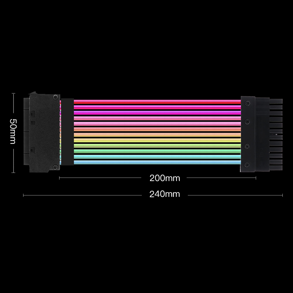 Double Layer Female to Male RGB Lights Single Headlight 24Pin RGB Sync Motherboard Extension Cable 200mm