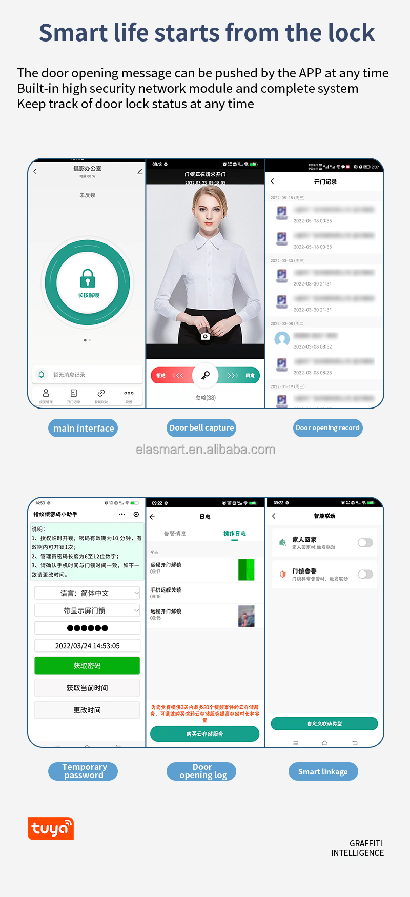 WiFi Fingerprint Door Lock Aluminum Alloy Smart BLE Door Lock