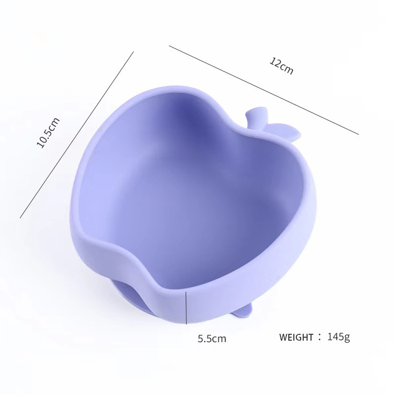 Baby Silicone Dining Plate Apple Shaped Baby Silicone Supplementary Food Bowl Baby Self Feeding Non Slip Silicone Bowl