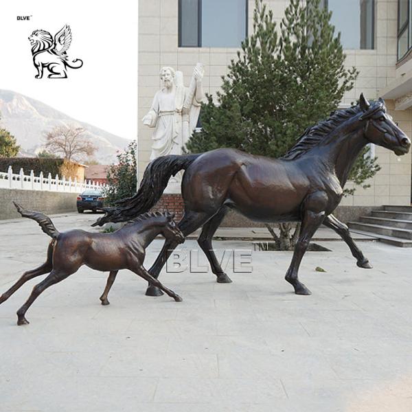 Bronze Horse And Foal Statue Brass Copper Life Size Animal Sculpture Large