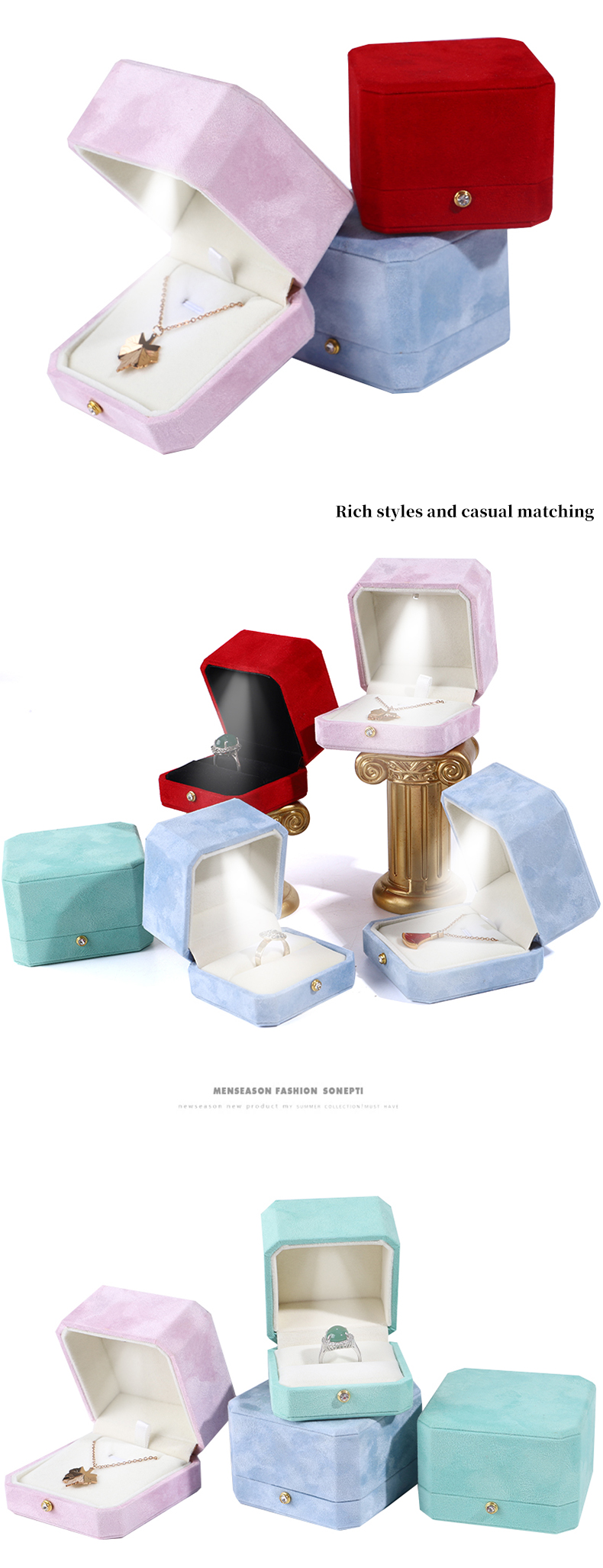 Customized Size Velvet Jewelry Box for Organizing and Displaying LED Jewelry Collection