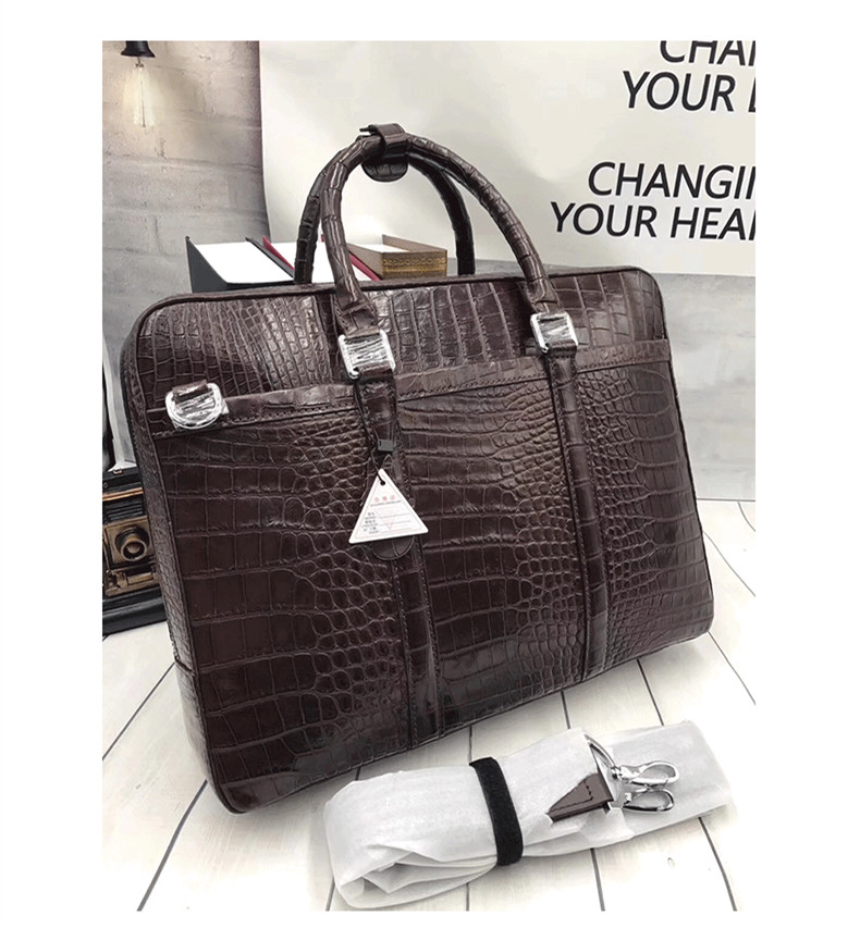 Business Style Genuine Crocodile Belly Skin Men's Working Bag Briefcase Exotic Real Alligator Leather Male Large Handbag