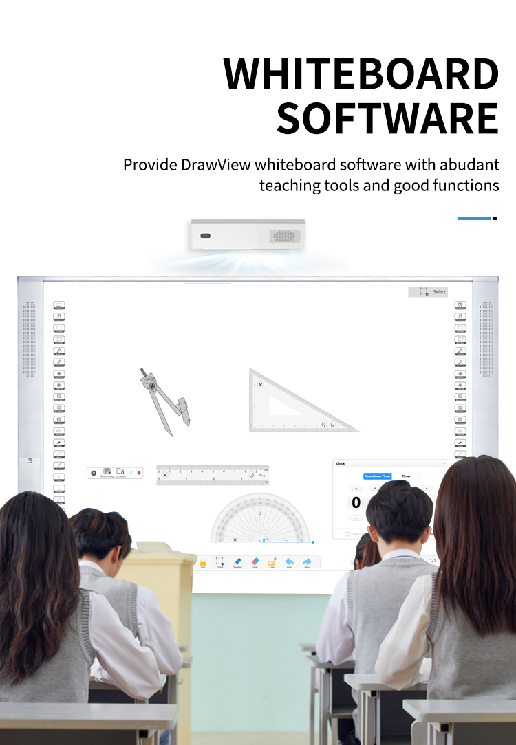 96 Inches Portable Interactive Whiteboard Smart Whiteboard With Laser Projector