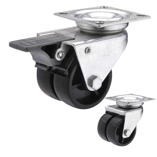 Nylon Pedal 2 Inch Swivel Caster Wheels , 154lbs Capacity Dual Wheel Stem