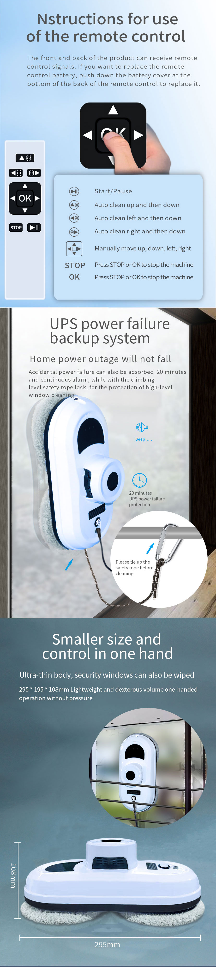 English Operating Language HCR-01A Smart Robot Glass Cleaner for Home Appliances
