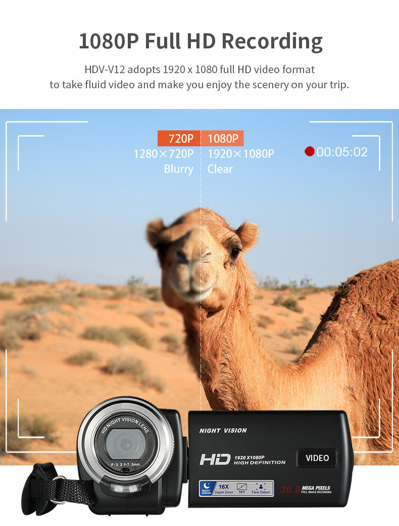 Vlog 4k Digital Video Camera Home Camcorder Film 1080P HD With Infrared Night Vision