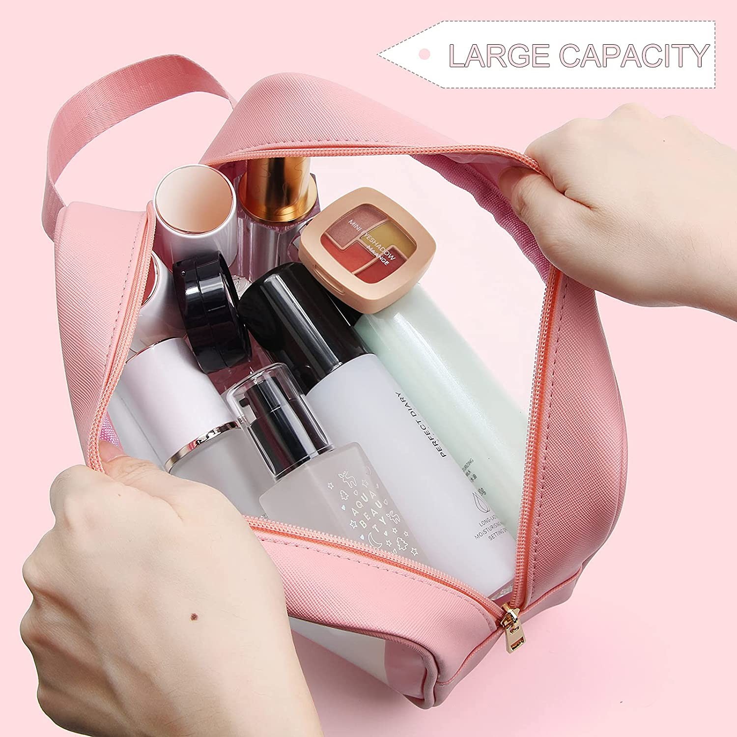 Women Transparent Glitter Makeup Bag Clean PVC Cosmetic Bag