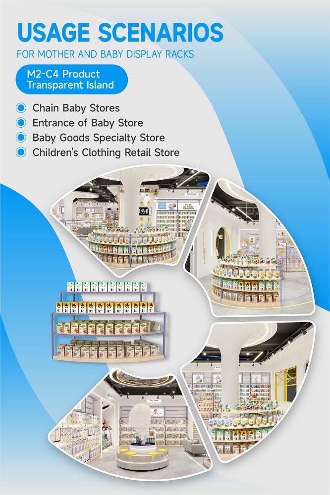M2-C10 Adaptable Baby Goods Display Pile with Adjustable Floor Screws for Supermarket Baby Goods Sections