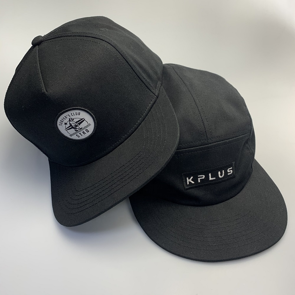 Custom Flat Brim 5 Panel Snapback Caps Embroidered Patch Structured Hat Adjustable