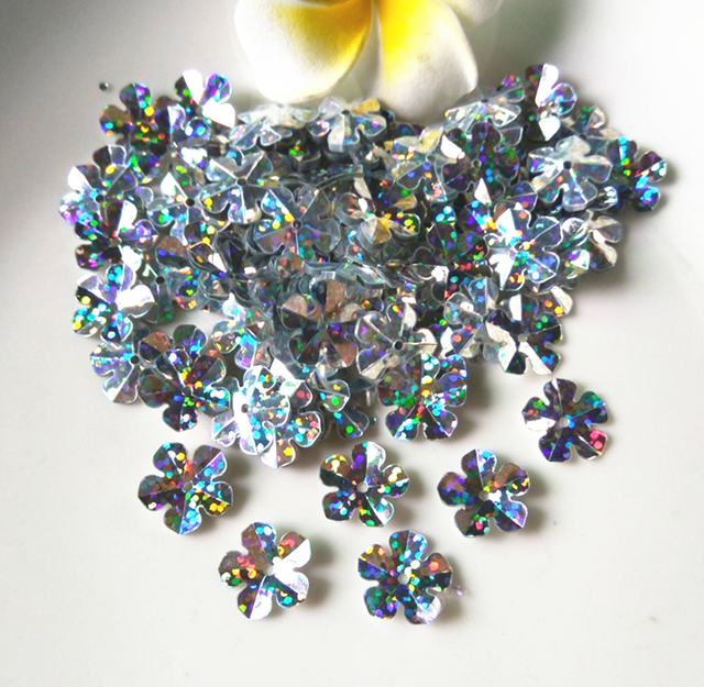 Flower Style Aurora Color Plum Sequins Loose 8mm Transparent 12mm PET Accessories for Sewing Shoes 365 Colors Included