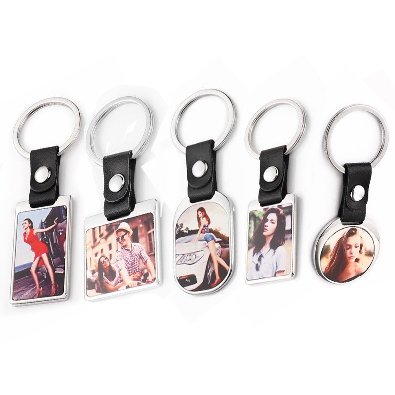 Custom Key Chains Key Promotion Gifts Blank Custom Logo Leather Strap Keychains Sublimation Metal Keychain Manufactures