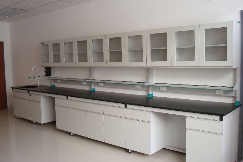 Modern Science Lab Benches Blue Strong With Steel And Wood Material