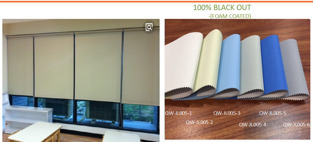 Fabric Blackout Roller Window Blinds UV Protection Thermal Insulated Anti Static