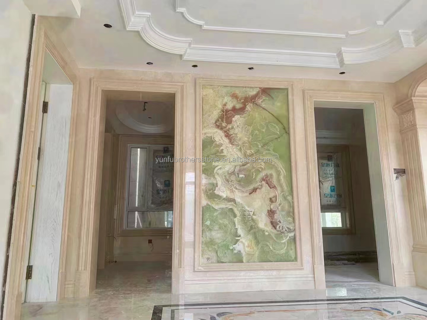 Green Onyx Marble Backlit Panel for Modern Graphic Design and Wall Decoration Purpose