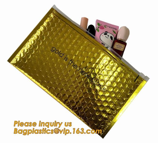 air mail metallic holographi rose gold bubble padded mailer / Zip lockkk bubble bag/ slider bubble bag,Holographic Factory