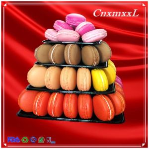Plastic Macaron Display Stand With 4 Tier Square Macaron Tower