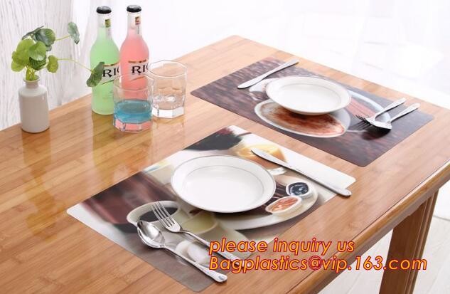 Heat insulation PVC Printed Placemat Dining Table Plate Mat,custom hot selling OEM pvc place mat dining table mat for wh