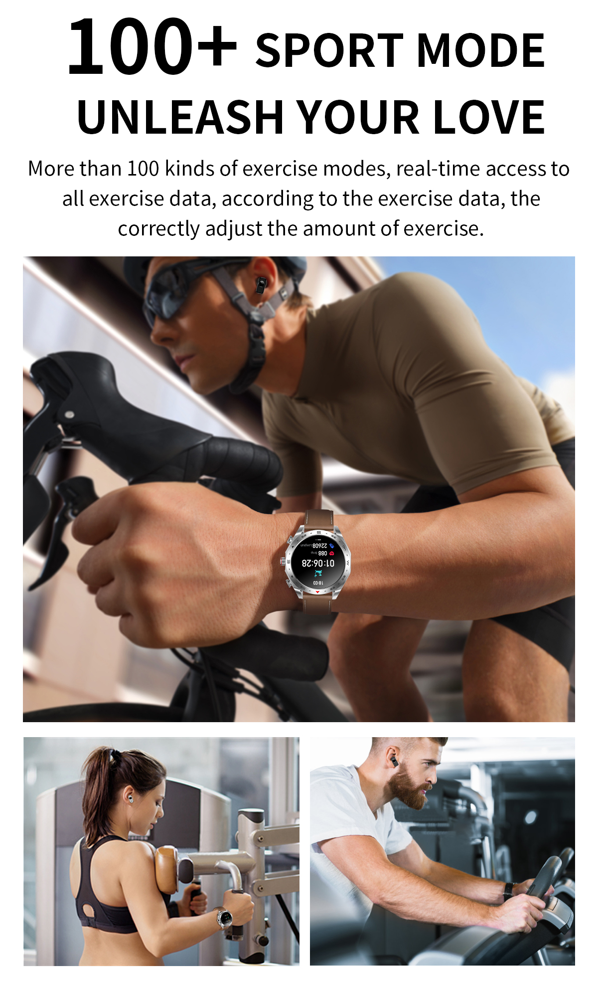 IPS Screen IP67 Waterproof Wireless Earphone Smart Watch Music Bracelet 1.52 Quot