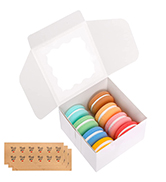 Small Treats White Bakery Cookie Boxes with Window 4x4x2.5 Inches Customized Packaging