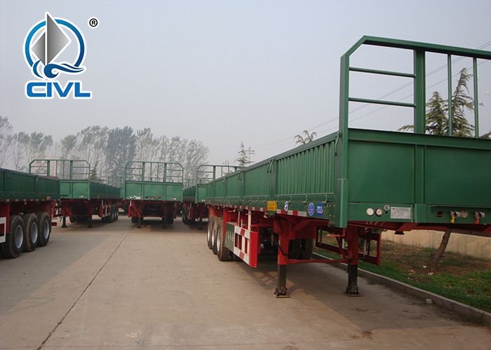 3 AXLES Semi Trailer Trucks High Column Black Cargo Truck Trailer Two Single