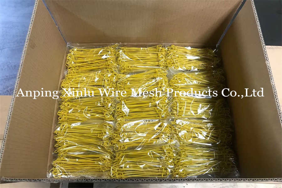 19Gauge Yellow Red Blue PVC CoatedColoured Double Loop Bar Wire Tie for Bundling with 20% Elongation Rate