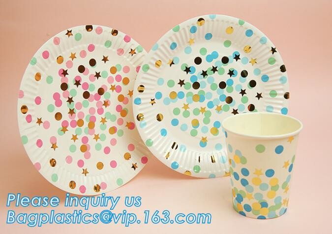 Party supplies, custom printing table rose gold paper biodegradable dinner disposable plate,Compostable Eco Friendly Env