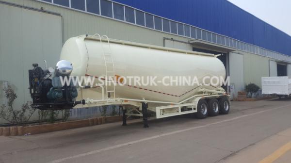 30TONS 3 Axles Bulk Powder Tankers Cement Trailer WEICHAI engine Air compressor