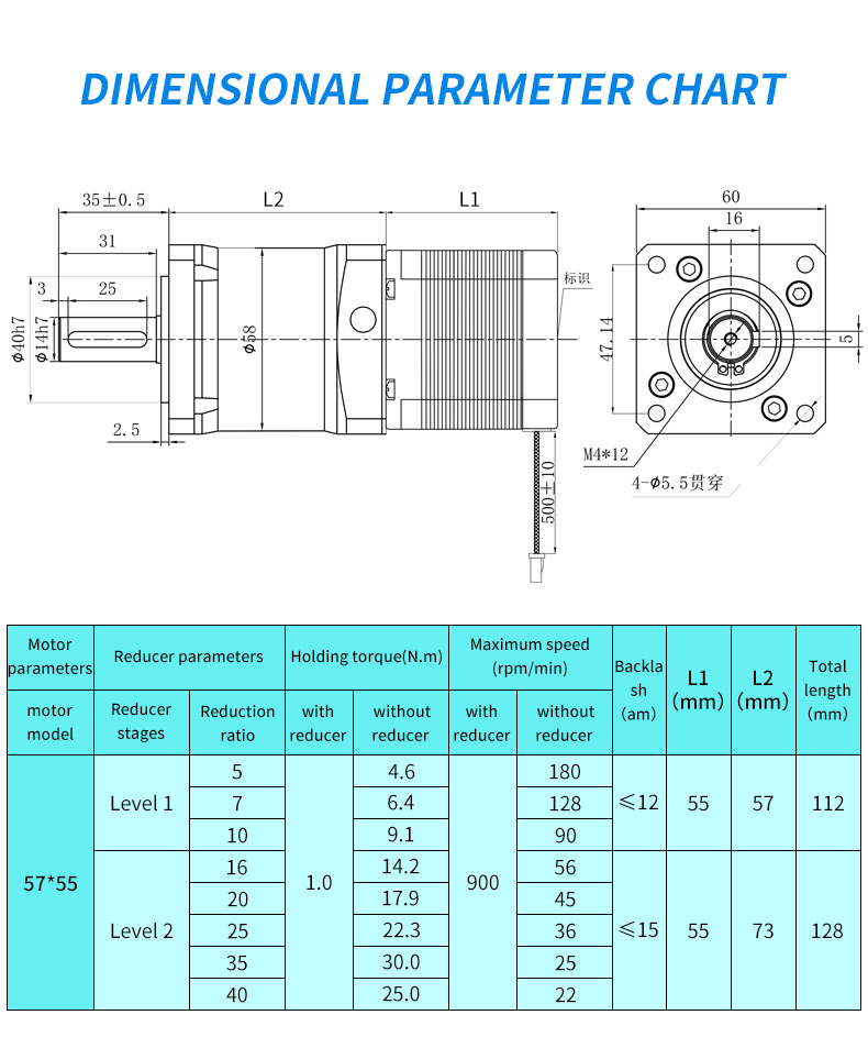 High Precision 57mmx57mm Nema23 Planetary Gear Stepper Motor for Sales 9v 12v 24v Motor