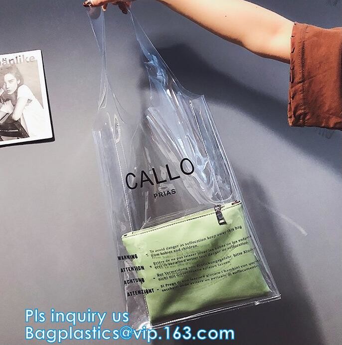 Custom Transparent Gift Pvc Tote Shopping Bag, reflective pvc shopping women's bag, shinny PVC harrods shopping bag, pac