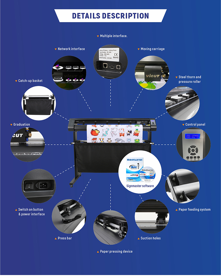 DC Servo Driver Car Wrap Vinyl Cutting Plotter Graph Cutter Machine Film Paper Cutter RC-1400