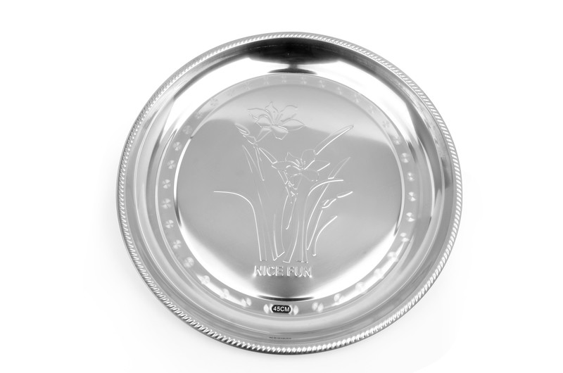 SGS 50cm Large Round Stainless Steel Tray