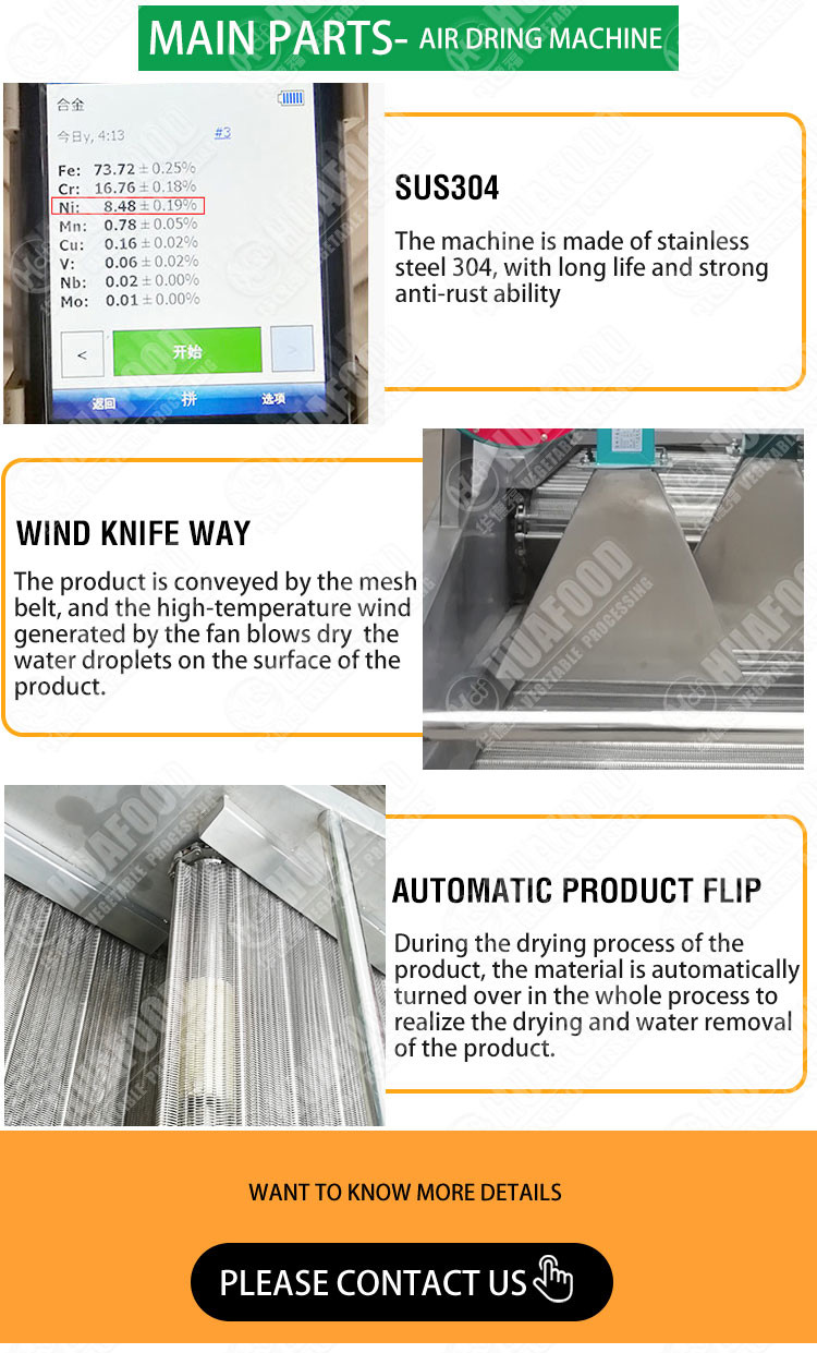 carrots 10.1kw 1500kg/h SS304 Vegetable Dryer Machine