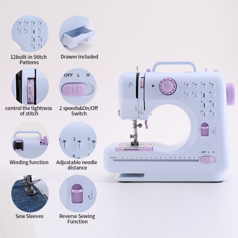 Manual Feed Mechanism Easy to Operate Domestic Sewing Machine for Pattern Embroidery
