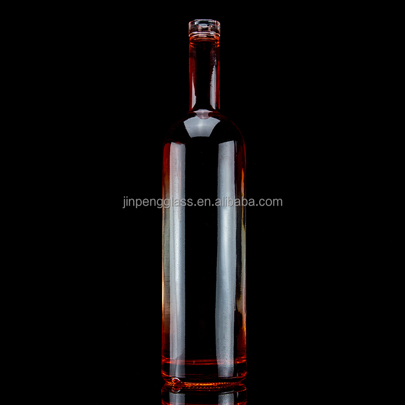 Coating Red Color 750ml Tequila Glass Bottle with Unique Design and Cork