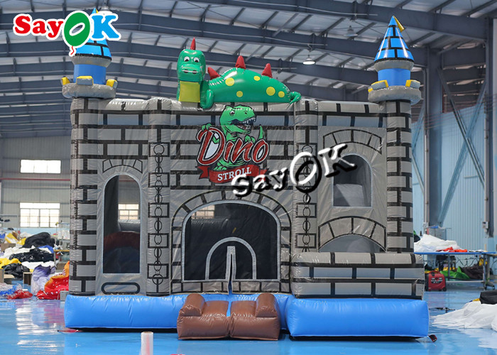 Dino Stroll Inflatable Bounce House Slide With Ball Pit Pool