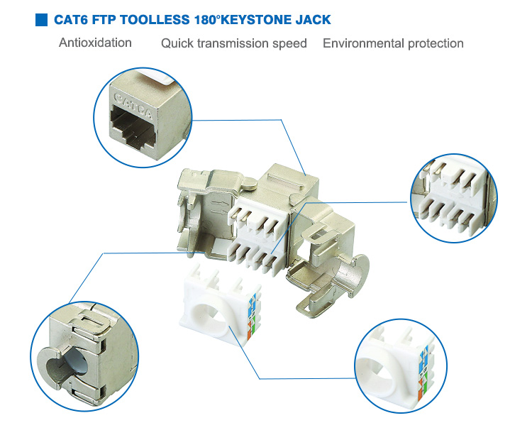 Phosphor Bronze Toolless Keystone Jack , UL94-V0 Ethernet Keystone Jack