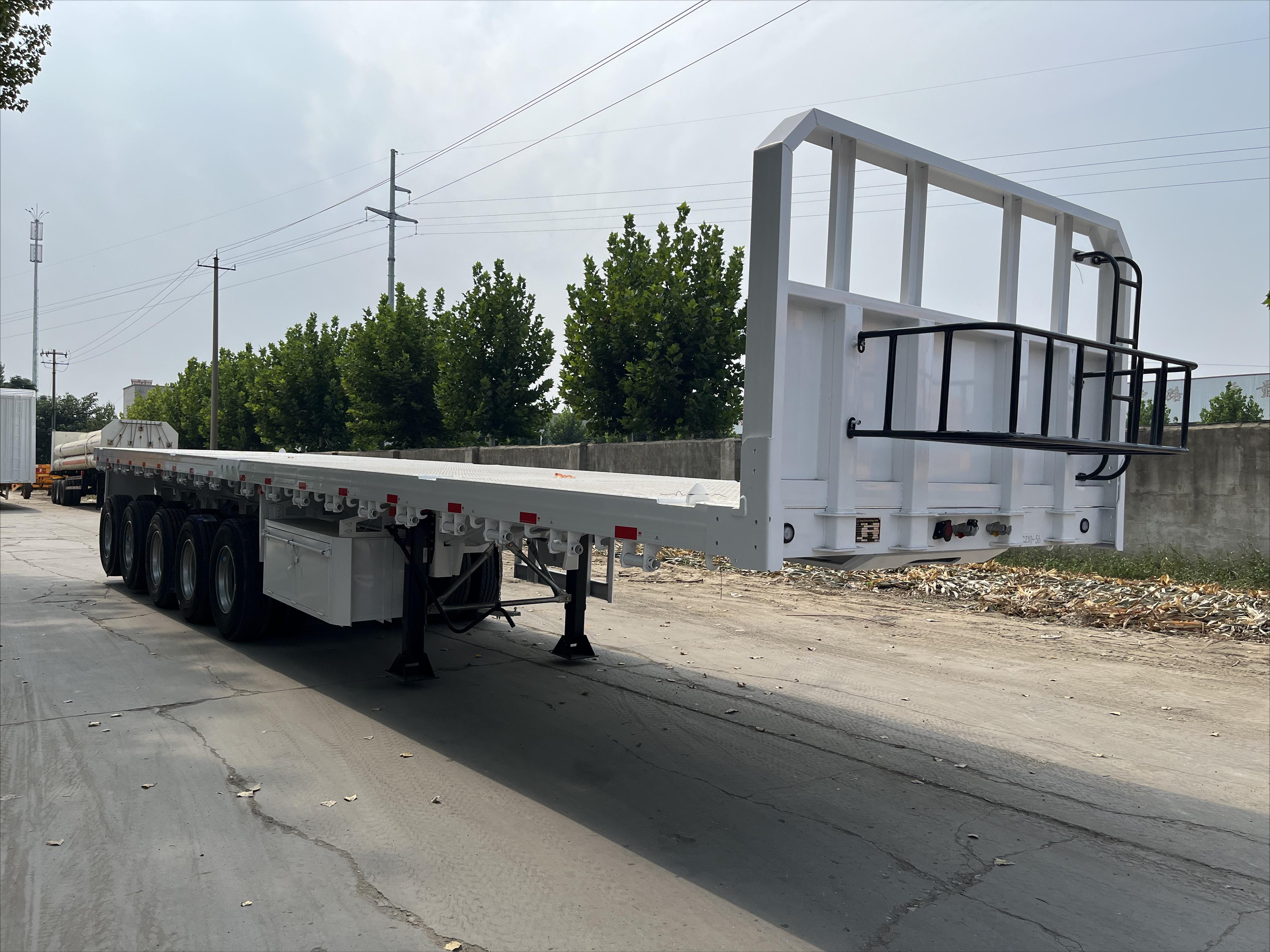 CIMC high quality steel China factory price 3/ 4 /5 Axle 48-60 Ton Warehouse Railing/Flatbed for Sale Flatbed Semi Trailer