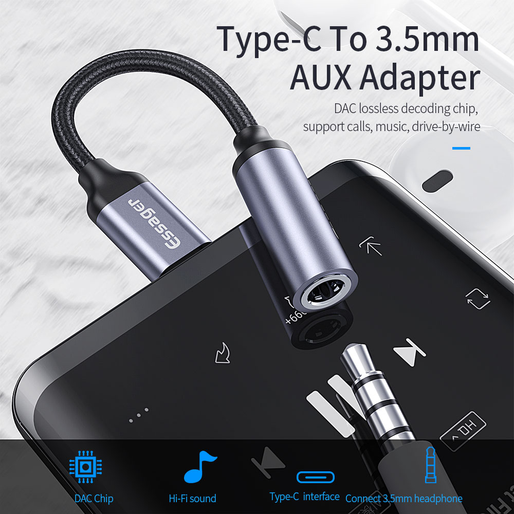 E01 USB Type-C To 3.5MM Female Earphone Digital Audio Jack Adapter for Type-C Devices