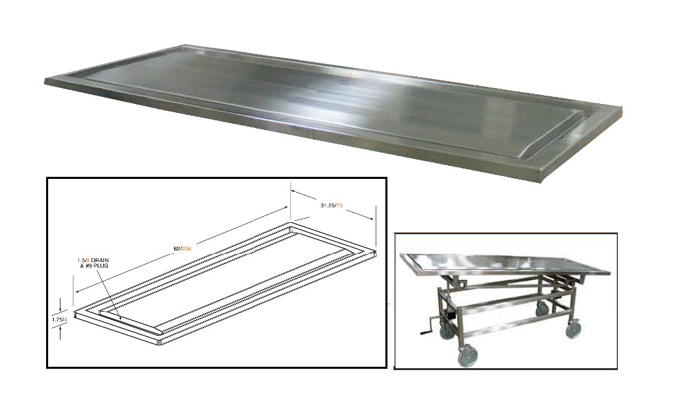 304 stainless steel transfer functional lab and funeral Mortuay Cabinet Cadaver Tray For Funeral Supplies Manufacture